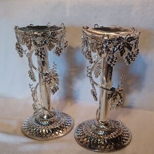 Silver Grape Vine Candle Holders - Elegant Home Accents Studio Silversmith Set